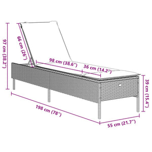 vidaXL Sonnenliegen mit Auflagen 2 Stk. Braun Poly Rattan