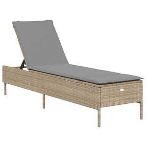 Sonnenliegen mit Auflagen 2 Stk. Beige Poly Rattan