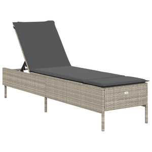 Sonnenliegen mit Auflagen 2 Stk. Hellgrau Poly Rattan