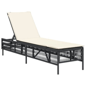 vidaXL Sonnenliegen mit Auflagen 2 Stk. Schwarz Poly Rattan