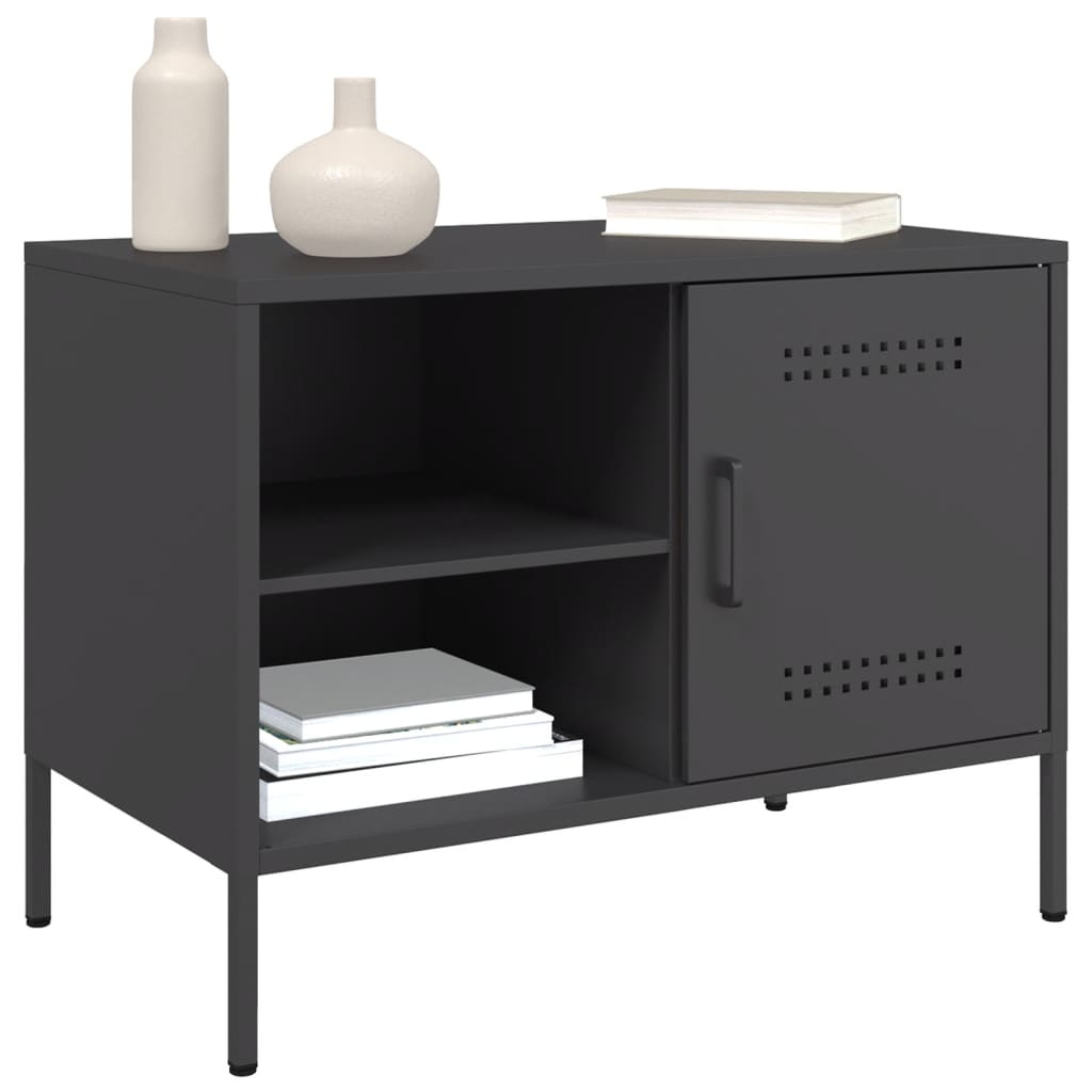 vidaXL TV-Schrank Schwarz 68x39x50,5 cm Stahl