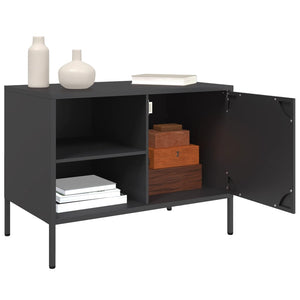 vidaXL TV-Schrank Schwarz 68x39x50,5 cm Stahl