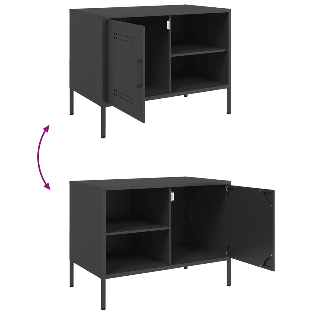 vidaXL TV-Schrank Schwarz 68x39x50,5 cm Stahl