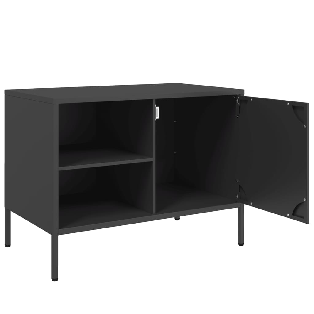 vidaXL TV-Schrank Schwarz 68x39x50,5 cm Stahl