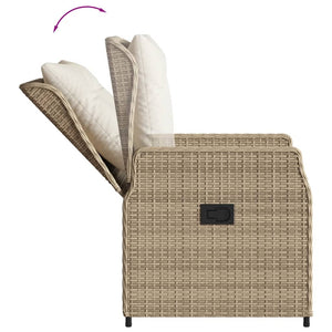 vidaXL 3-tlg. Bistro-Set mit Kissen Beige Poly Rattan