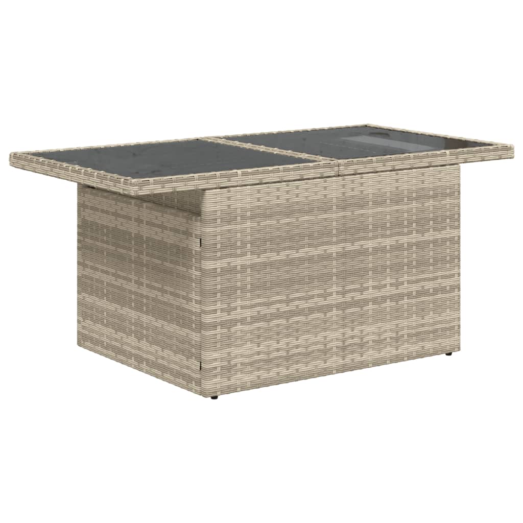 vidaXL 10-tlg. Garten-Sofagarnitur mit Kissen Hellgrau Poly Rattan