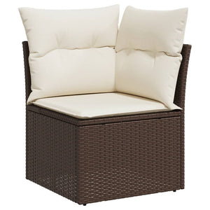 vidaXL 11-tlg. Garten-Sofagarnitur mit Kissen Braun Poly Rattan