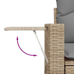 vidaXL 11-tlg. Garten-Sofagarnitur mit Kissen Beige Poly Rattan