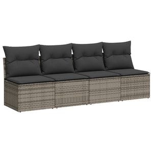 vidaXL 10-tlg. Garten-Sofagarnitur mit Kissen Grau Poly Rattan