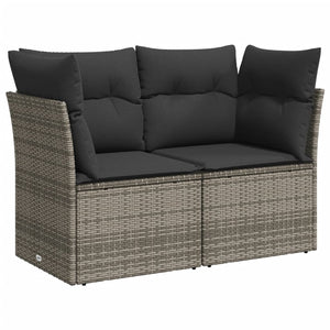 vidaXL 10-tlg. Garten-Sofagarnitur mit Kissen Grau Poly Rattan