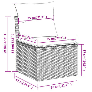 11-tlg. Garten-Sofagarnitur mit Kissen Beige Poly Rattan Stilecasa