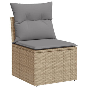 11-tlg. Garten-Sofagarnitur mit Kissen Beige Poly Rattan Stilecasa