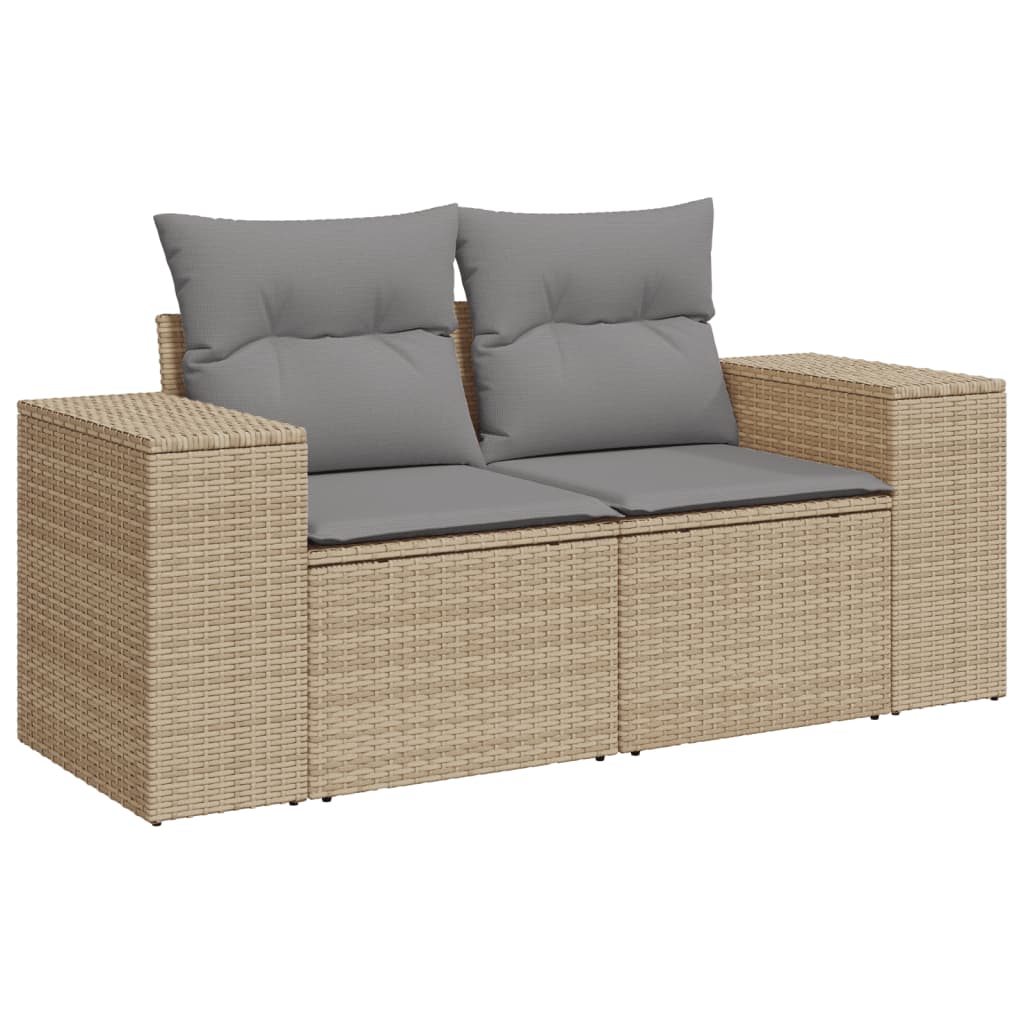 11-tlg. Garten-Sofagarnitur mit Kissen Beige Poly Rattan Stilecasa