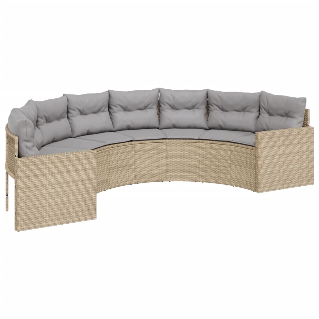 2-tlg. Garten-Sofagarnitur Halbrund Beige Poly-Rattan Stilecasa