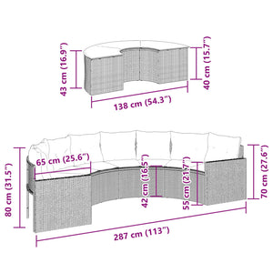 2-tlg. Garten-Sofagarnitur Halbrund Beige Poly-Rattan Stilecasa