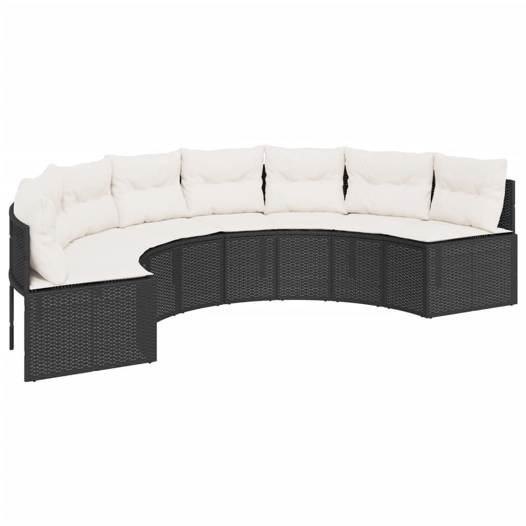 vidaXL 2-tlg. Garten-Sofagarnitur Halbrund Schwarz Poly-Rattan