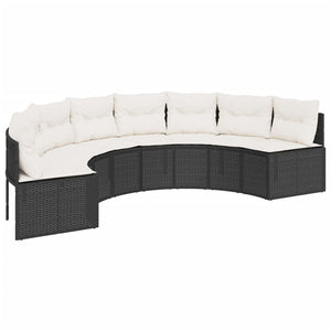 vidaXL 2-tlg. Garten-Sofagarnitur Halbrund Schwarz Poly-Rattan