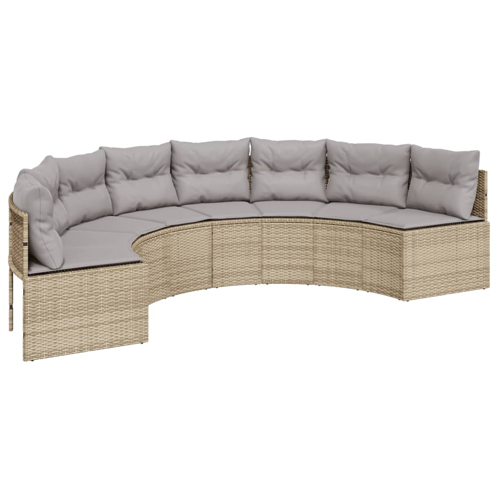 2-tlg. Garten-Sofagarnitur Halbrund Beige Poly-Rattan Stilecasa