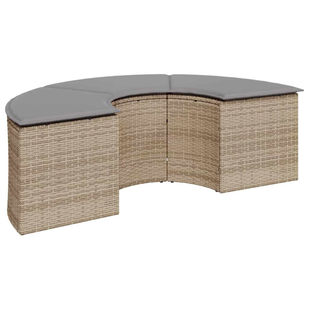 2-tlg. Garten-Sofagarnitur Halbrund Beige Poly-Rattan Stilecasa