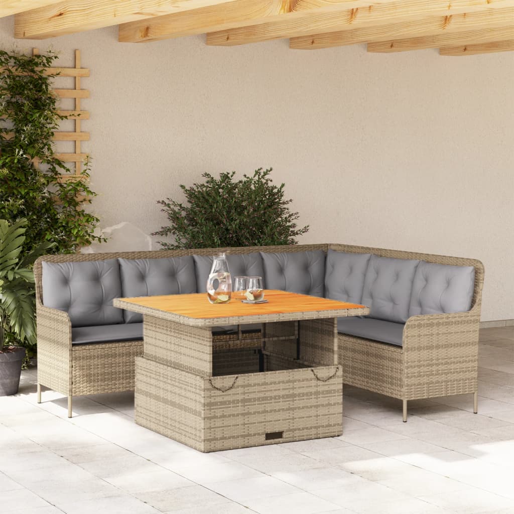 vidaXL 2-tlg. Garten-Sofagarnitur mit Kissen Beige Poly Rattan