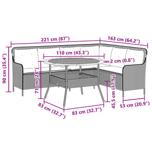 vidaXL 2-tlg. Garten-Sofagarnitur mit Auflagen Schwarz Poly Rattan