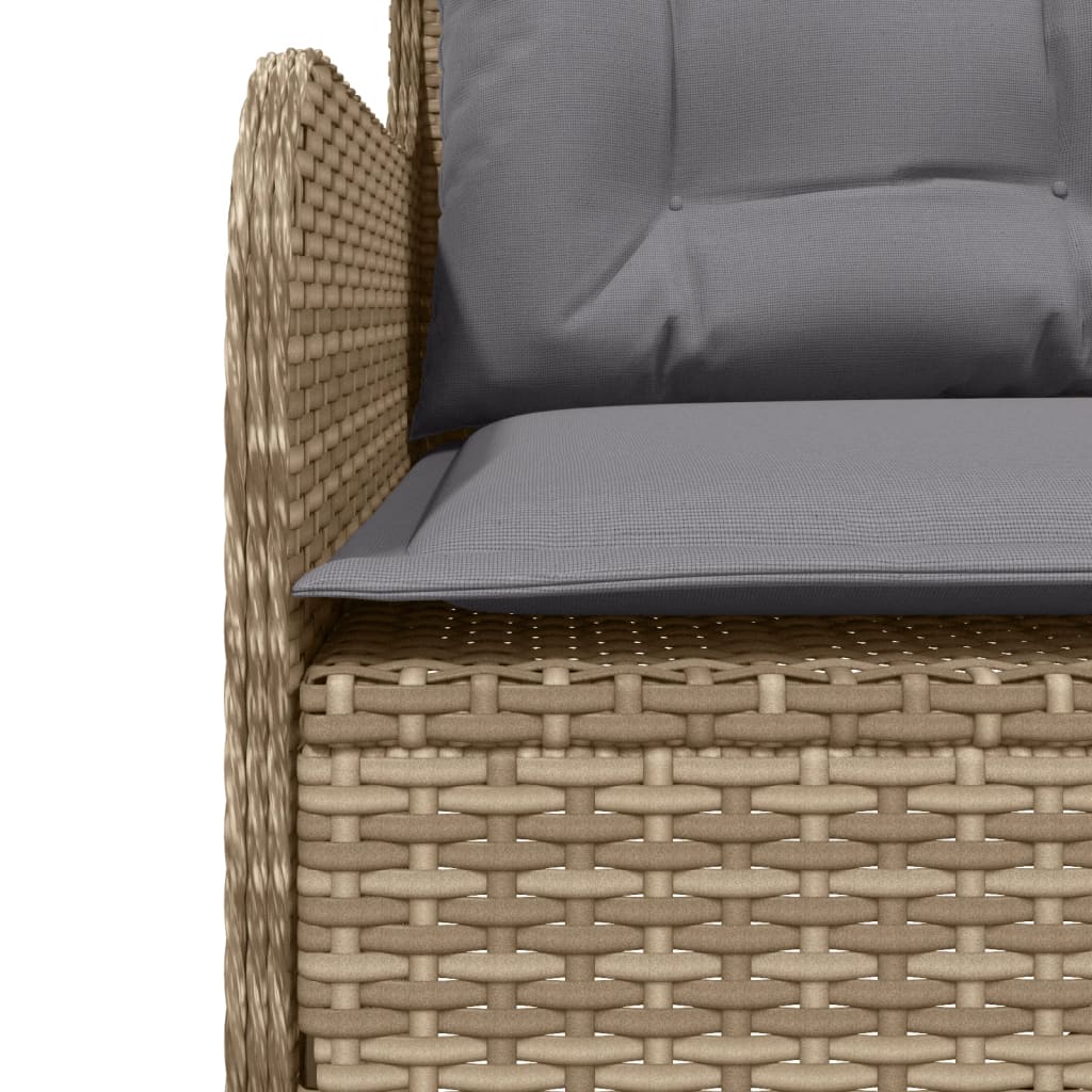 vidaXL 2-tlg. Garten-Sofagarnitur mit Kissen Beige Poly Rattan