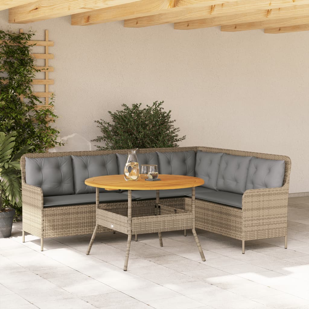 vidaXL 2-tlg. Garten-Sofagarnitur mit Kissen Beige Poly Rattan