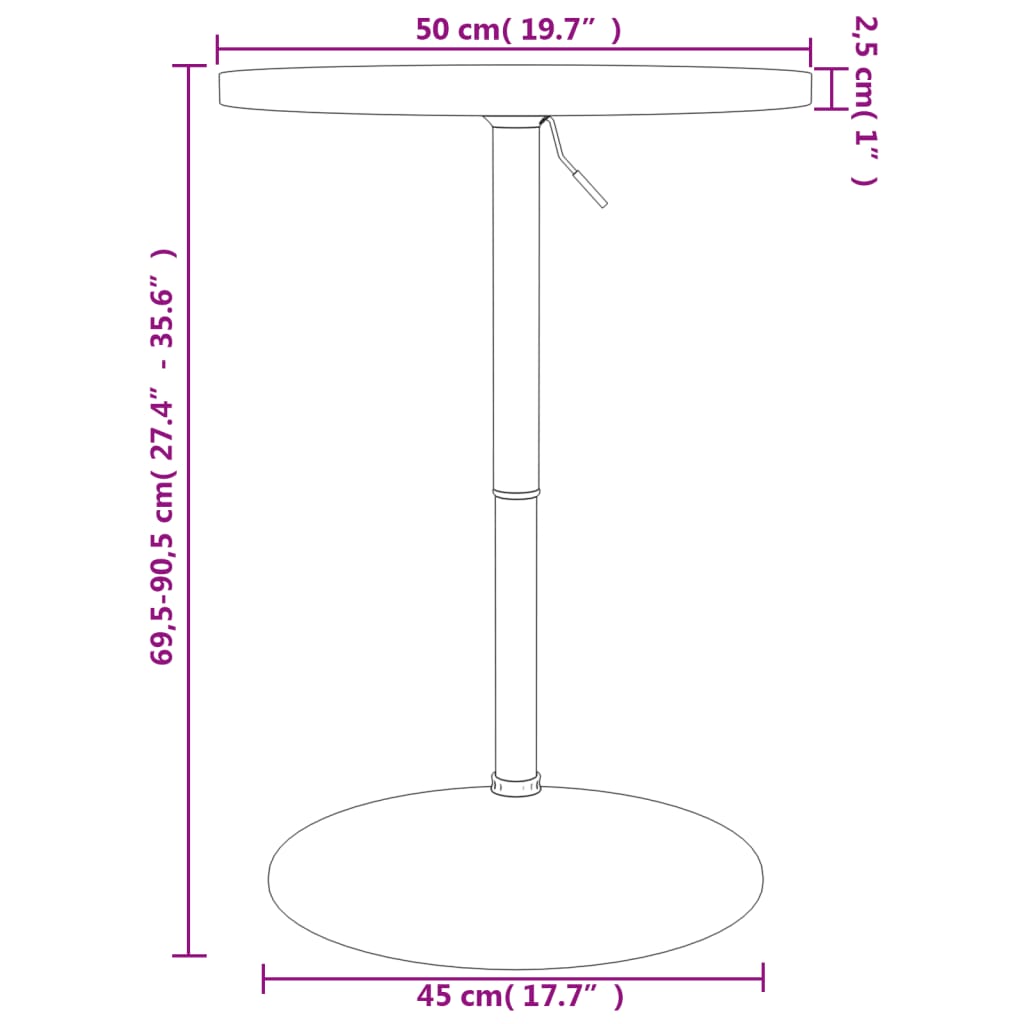 Bartisch Ø50x90,5 cm Massivholz Eiche Stilecasa