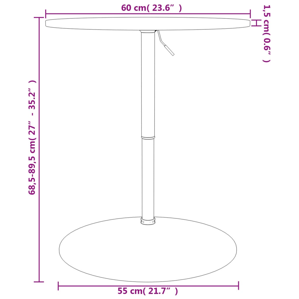 Bartisch Hellbraun Ø60x89,5 cm Massivholz Eiche