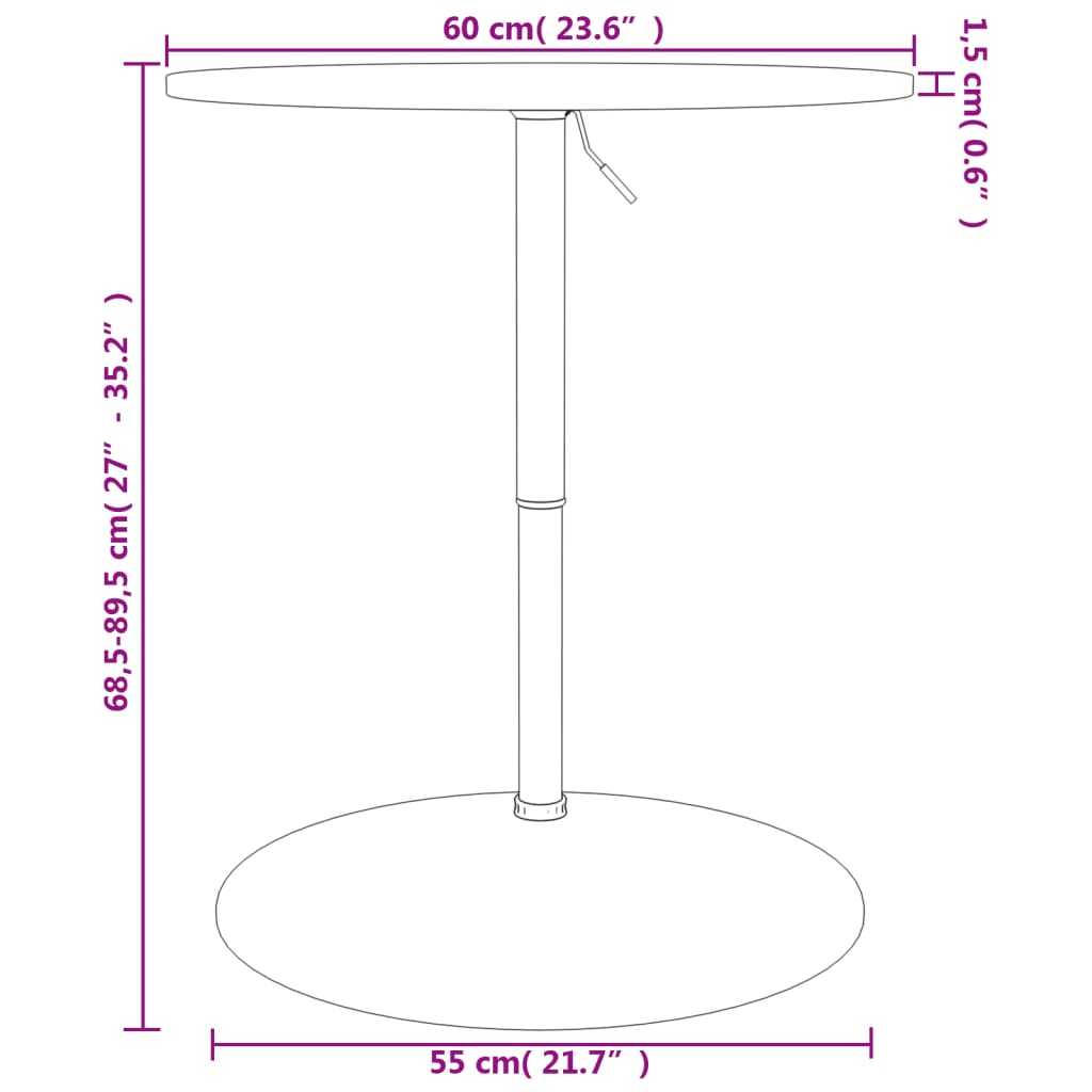 Bartisch Dunkelbraun Ø60x89,5 cm Massivholz Eiche Stilecasa