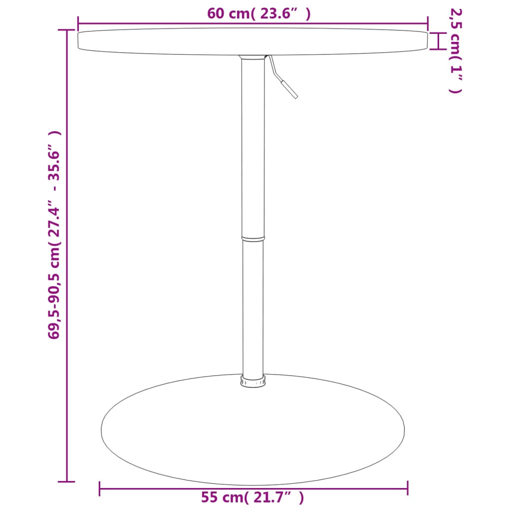 vidaXL Bartisch Ø60x90,5 cm Massivholz Buche