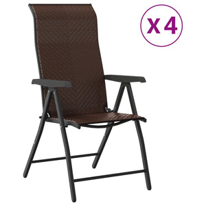 vidaXL Gartenstühle 4 Stk. Klappbar Braun Poly Rattan