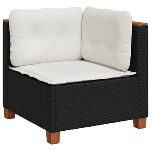 vidaXL 10-tlg. Garten-Sofagarnitur mit Kissen Schwarz Poly Rattan