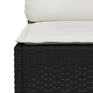 vidaXL 10-tlg. Garten-Sofagarnitur mit Kissen Schwarz Poly Rattan