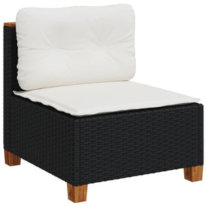 vidaXL 10-tlg. Garten-Sofagarnitur mit Kissen Schwarz Poly Rattan