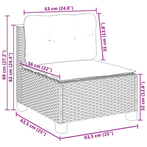 vidaXL 10-tlg. Garten-Sofagarnitur mit Kissen Schwarz Poly Rattan