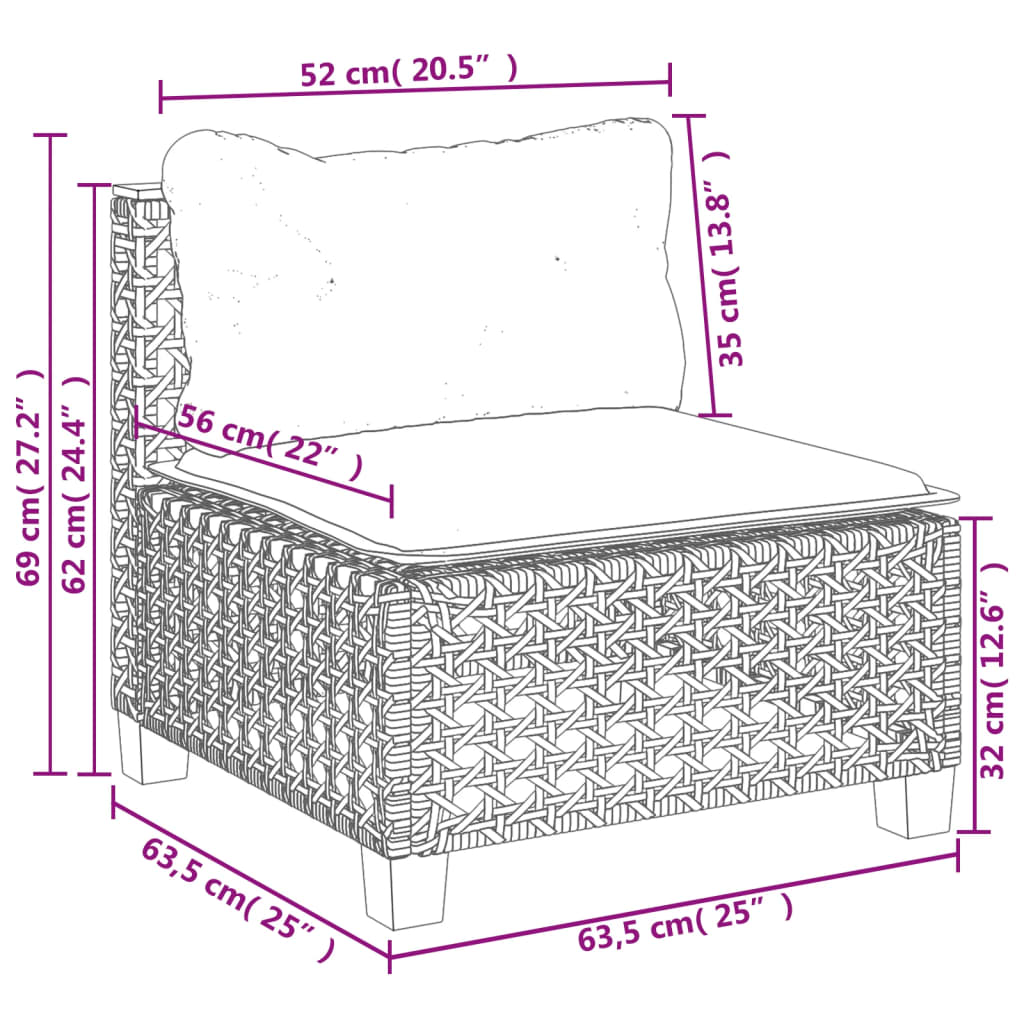 vidaXL 10-tlg. Garten-Sofagarnitur mit Kissen Grau Poly Rattan