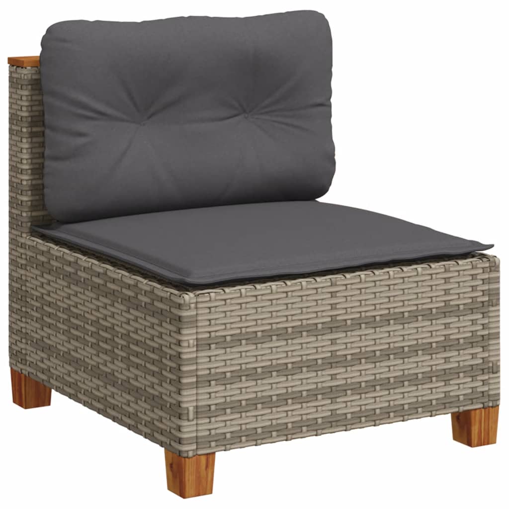 vidaXL 11-tlg. Garten-Sofagarnitur mit Kissen Grau Poly Rattan