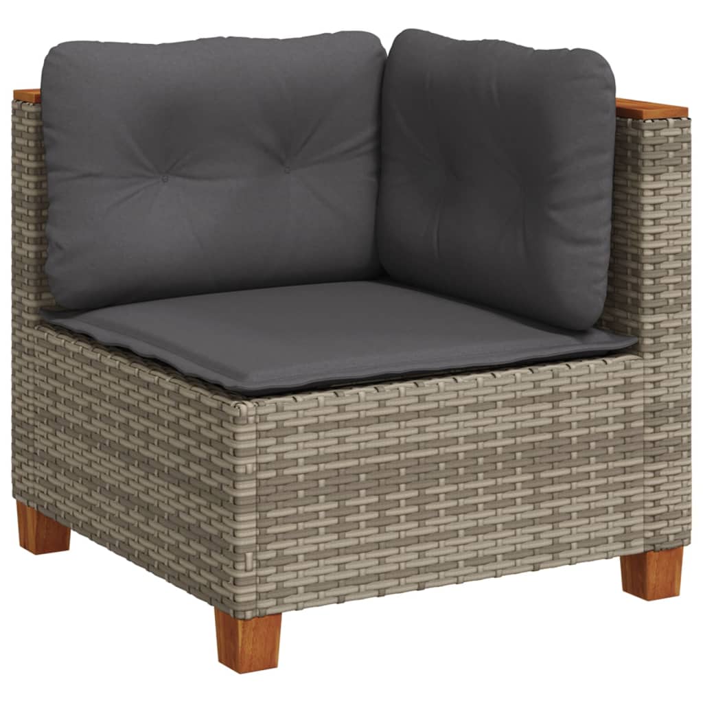 vidaXL 10-tlg. Garten-Sofagarnitur mit Kissen Grau Poly Rattan