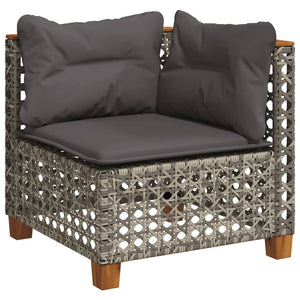 vidaXL 10-tlg. Garten-Sofagarnitur mit Kissen Grau Poly Rattan