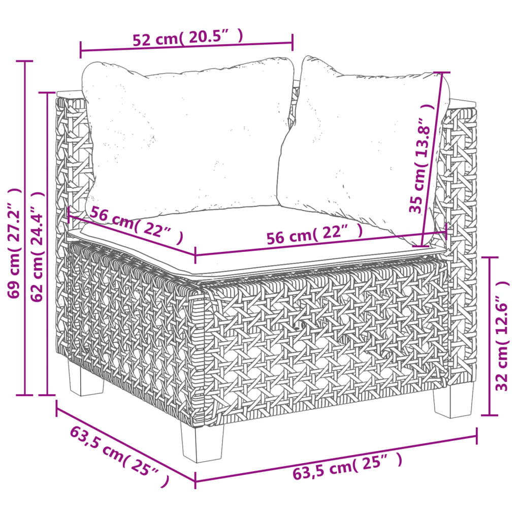 vidaXL 10-tlg. Garten-Sofagarnitur mit Kissen Grau Poly Rattan