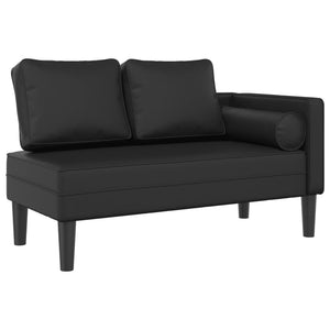 Chaiselongue mit Kissen Schwarz Kunstleder