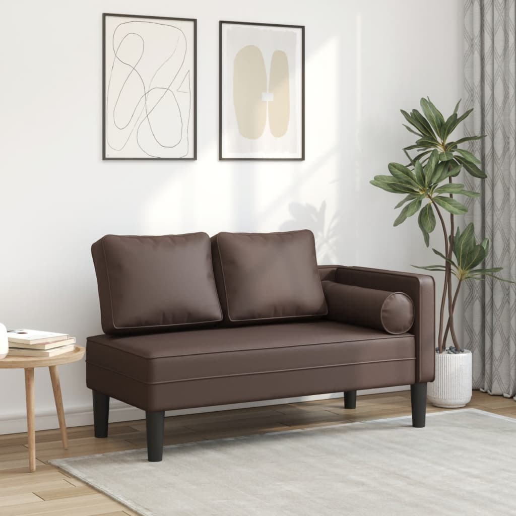 Chaiselongue mit Kissen Braun Kunstleder Stilecasa