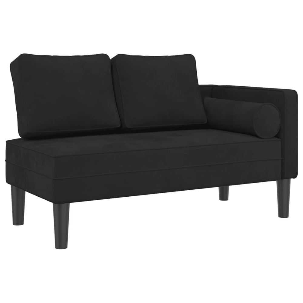 Chaiselongue mit Kissen Schwarz Samt Stilecasa