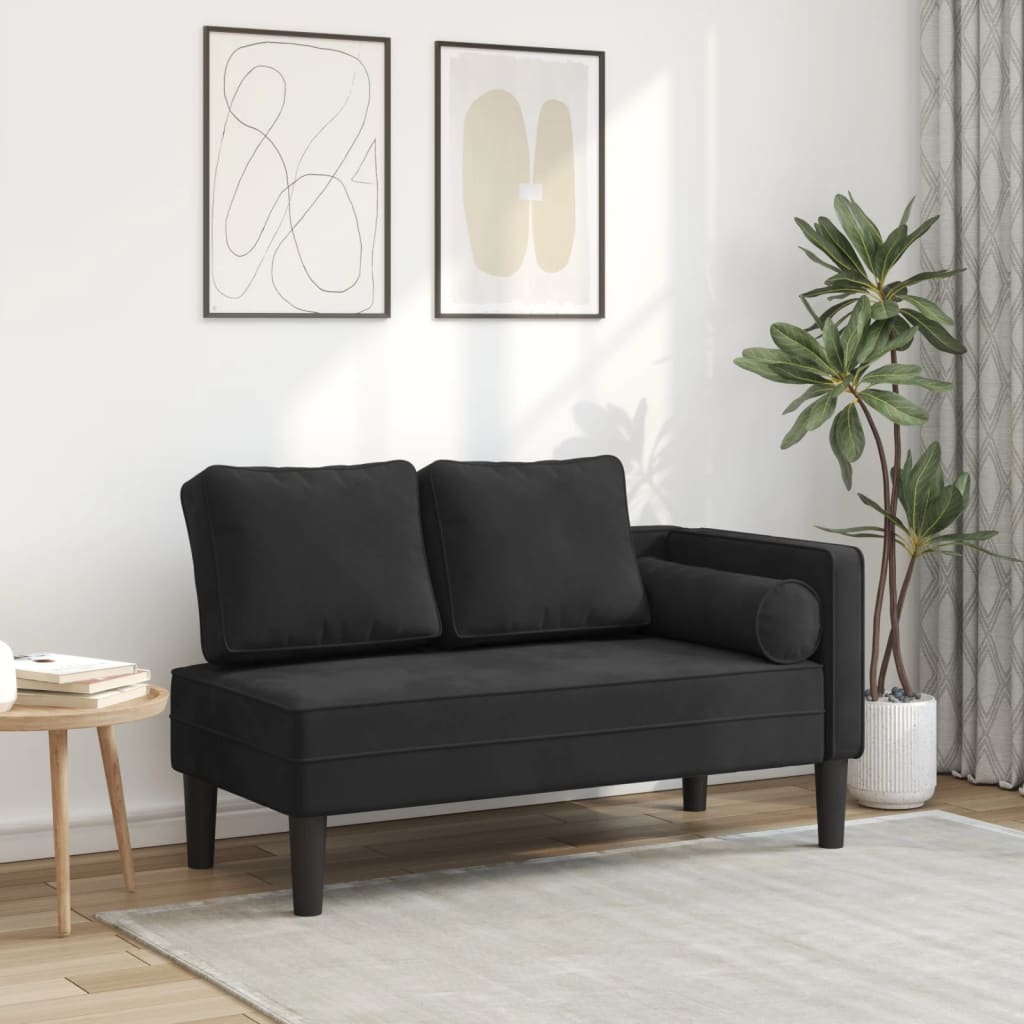 Chaiselongue mit Kissen Schwarz Samt Stilecasa