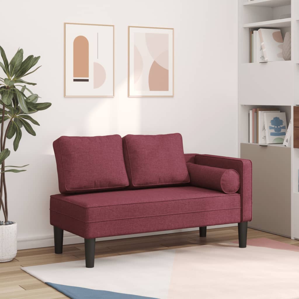 Chaiselongue mit Kissen Weinrot Stoff Stilecasa