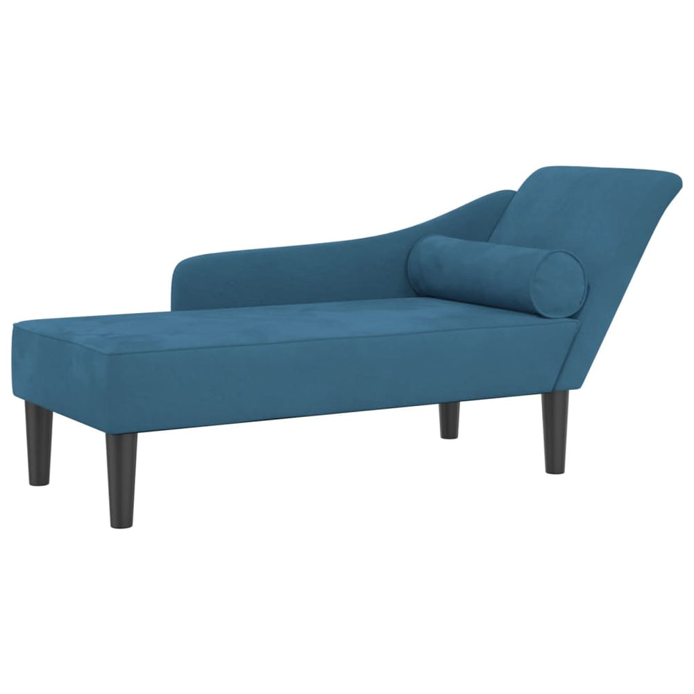 Chaiselongue mit Kissen Blau Samt Stilecasa