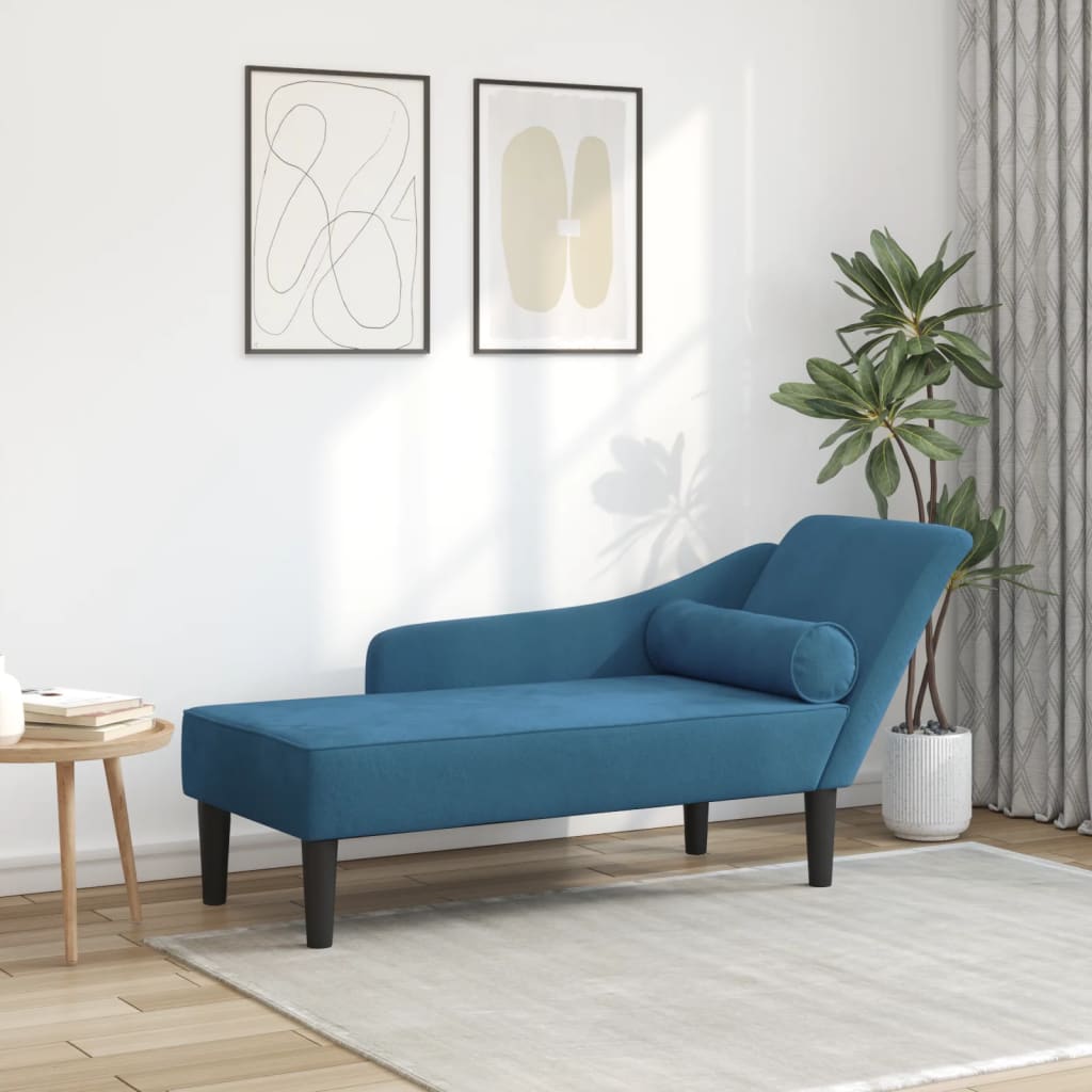 Chaiselongue mit Kissen Blau Samt Stilecasa