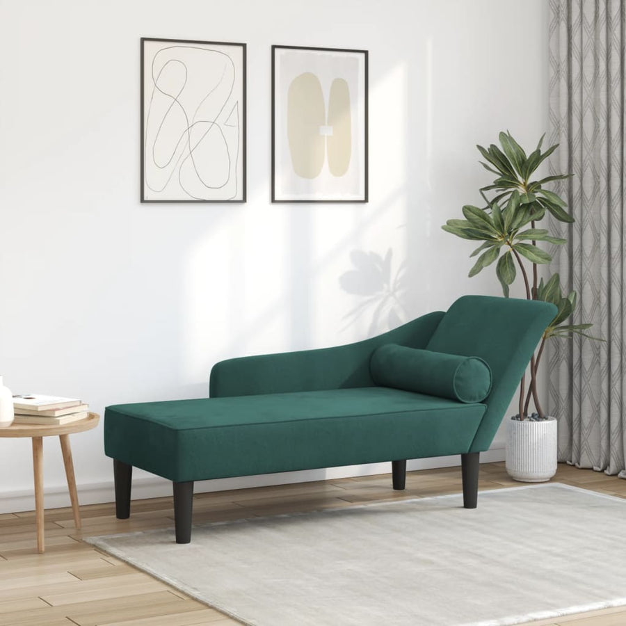 Chaiselongue mit Kissen Dunkelgrün Samt VIDAXL