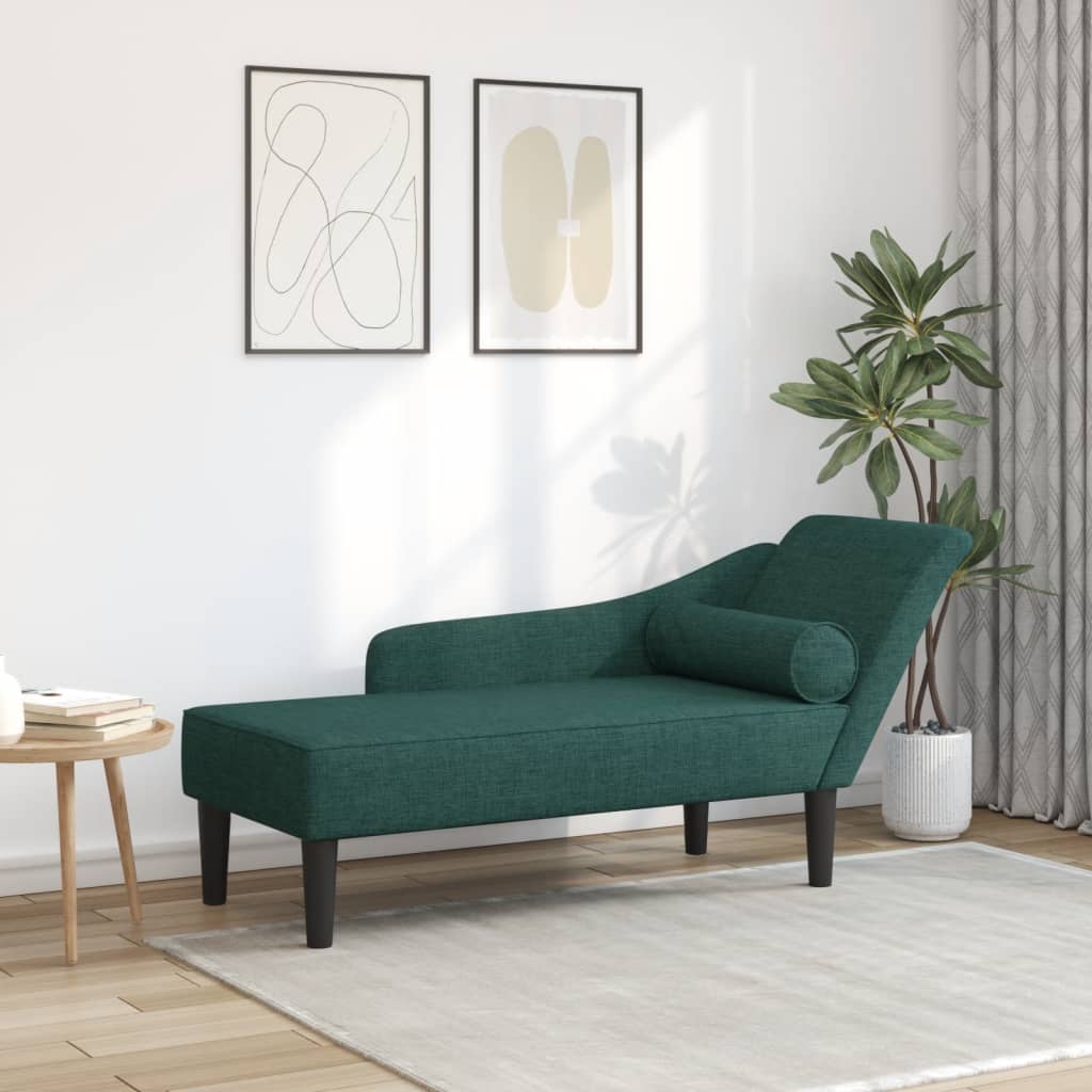 Chaiselongue mit Kissen Dunkelgrün Stoff VIDAXL